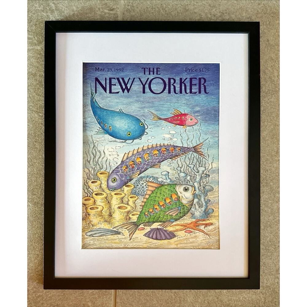 Framed 1992 The New Yorker Magazine Cover March 23 Underwater Tour John O'Brien